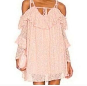 Revolve Pink Lace Off-Shoulder Dress